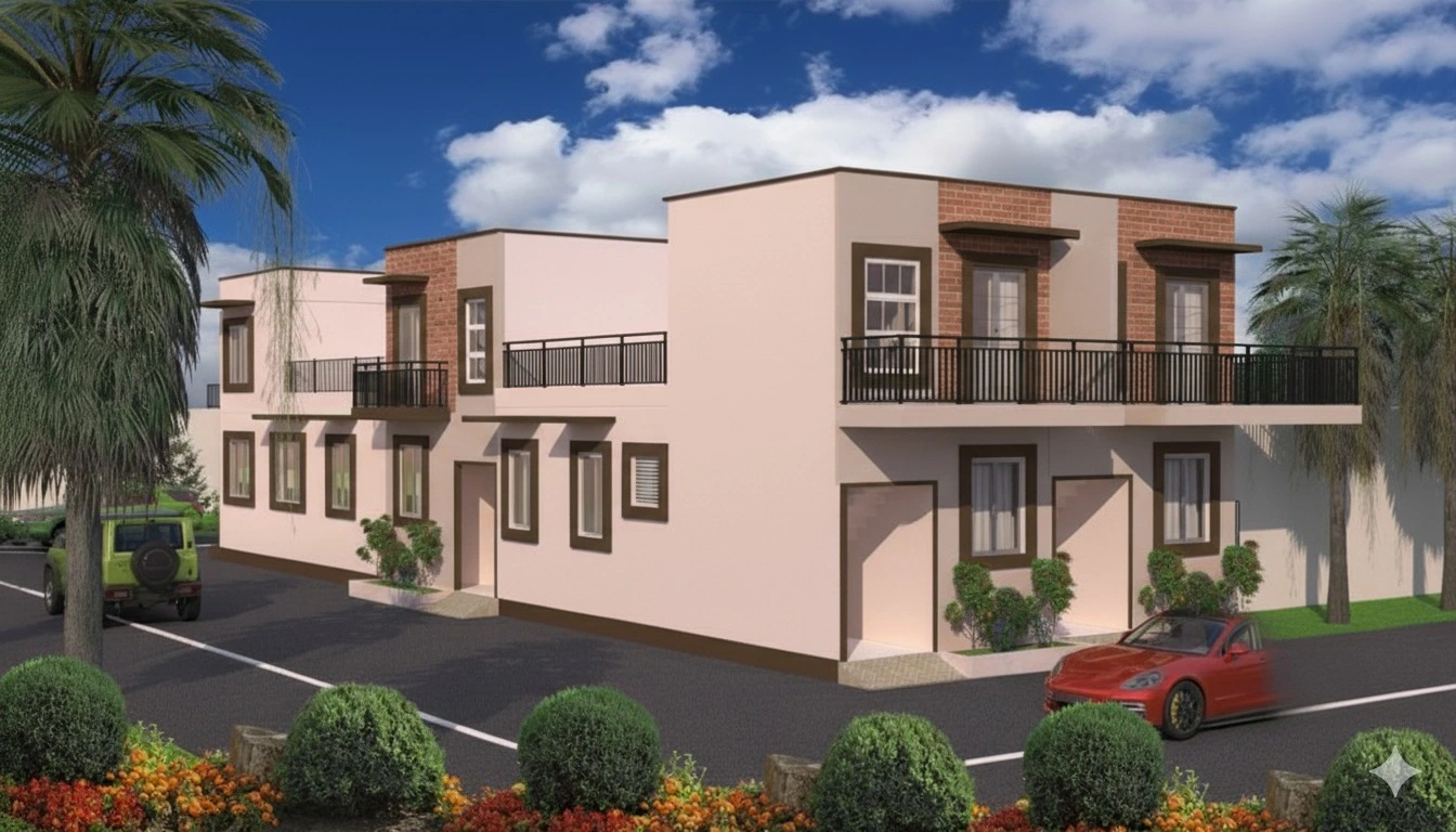Modern 3 BHK semi-furnished villa exterior